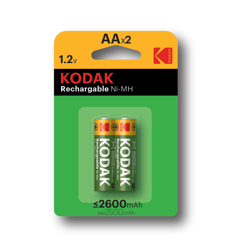 2 Piles Rechargeables KODAK 2600mAh Ni-Mh AA