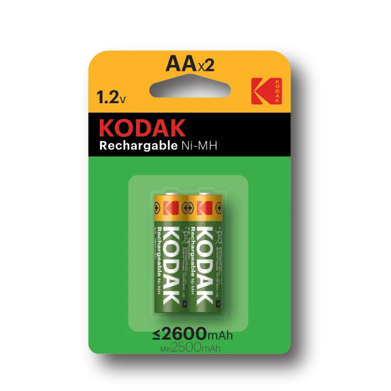 2 Piles Rechargeables KODAK 2600mAh Ni-Mh AA