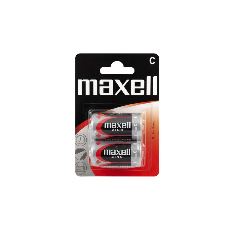 2 PILES SALINE R14 C CELL BLISTER MAXELL