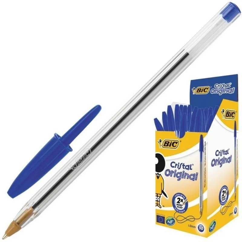 20x Stylos à bille BIC Cristal Original 1mm / Bleu