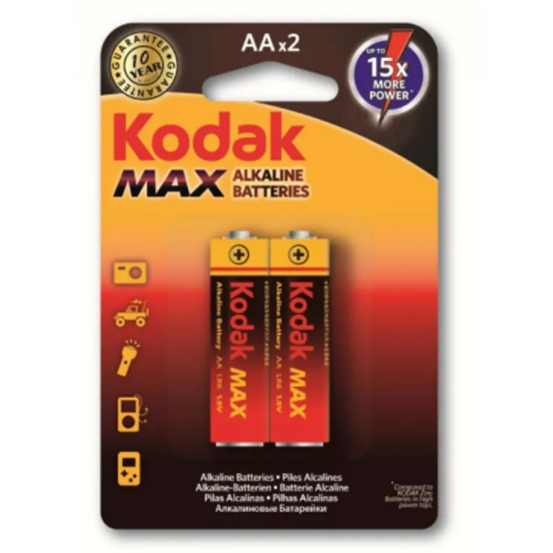 2x Piles Kodak Max Alkaline LR06 AA B2
