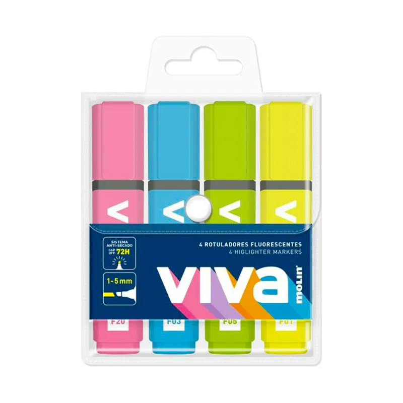 4X MARQUEURS Pochette fluorescent Molin Viva