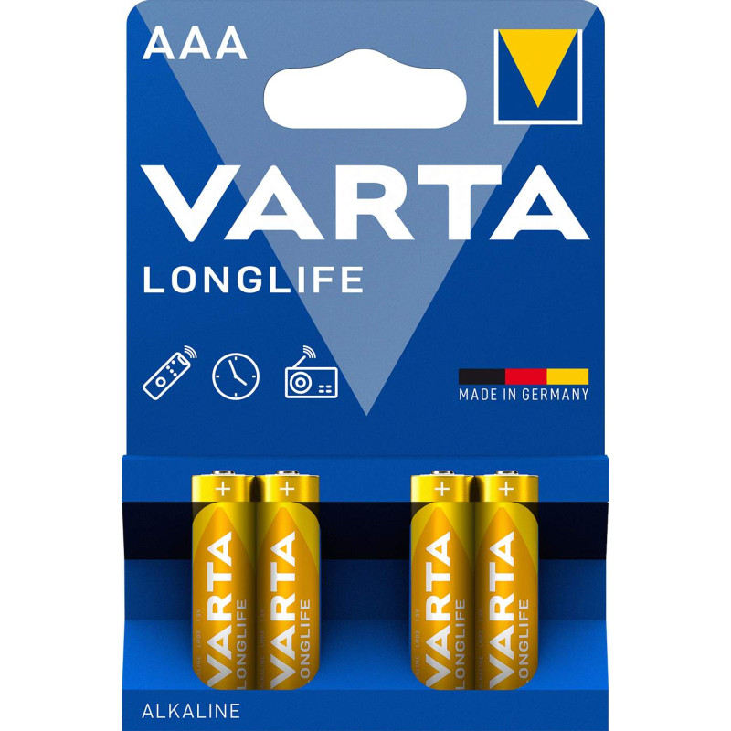 4x Piles AAA Varta LongLife LR03 Alkaline / 1.5V / 4008496525072