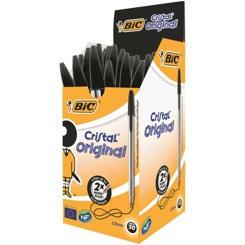 50x Stylos à bille Cristal Medium BIC / Noir