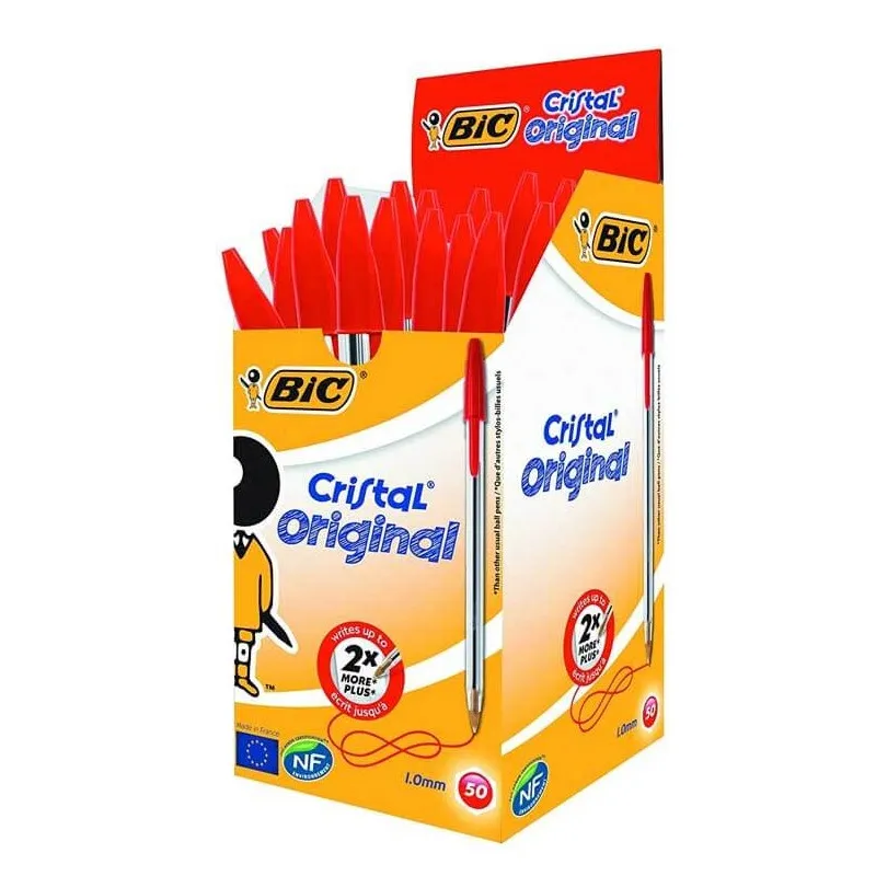 50x Stylos à bille Cristal Medium BIC / Rouge