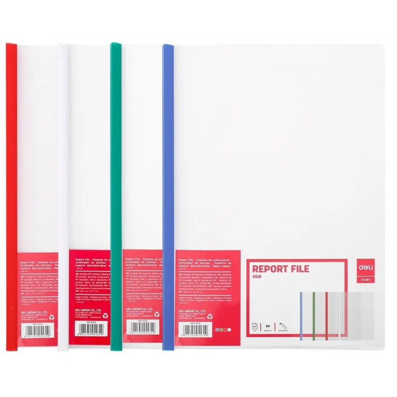 5x Chemises à baguette Deli E5531 A4 / Assortis