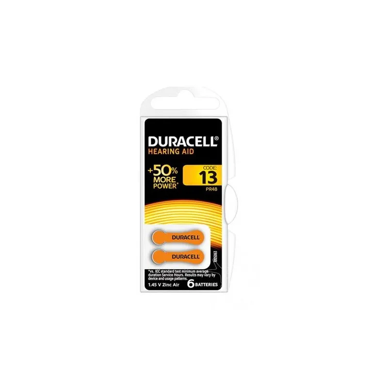 6x Piles Duracell Hearing Aid ZA13 pour appareils auditifs