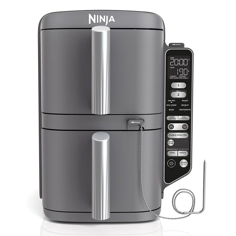 AIR FRYER NINJA DOUBLE STACK  avec thermosonde 9.5 Litres / 2470W / Silver / SL451EU