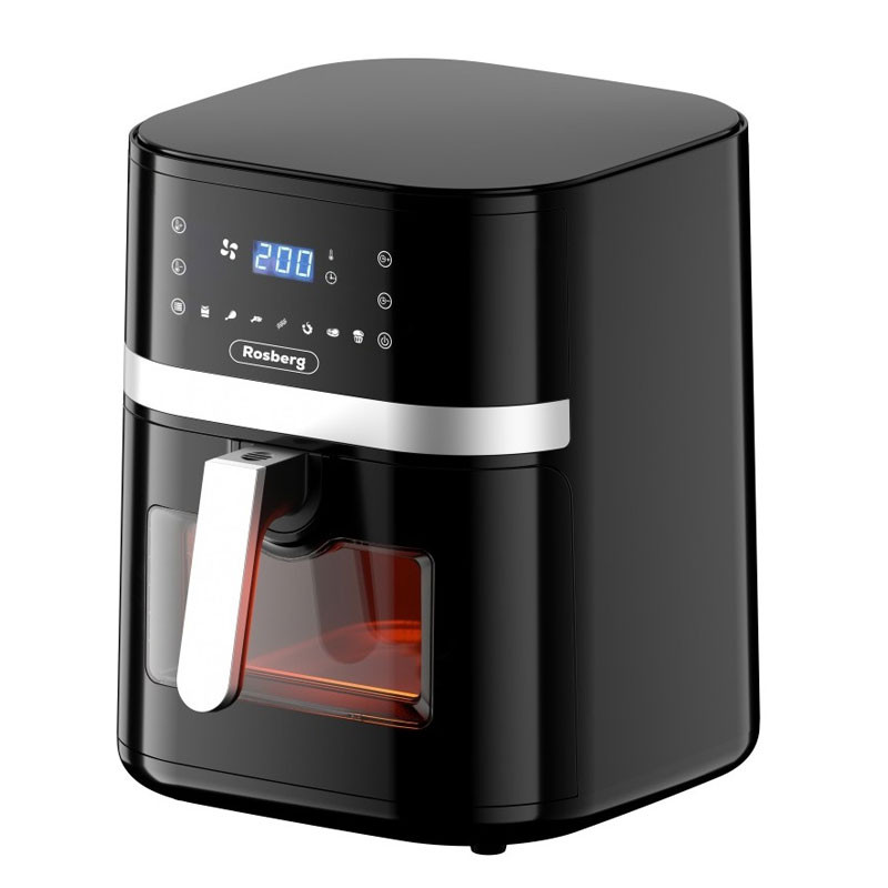 AirFryer Rosberg  avec Fenêtre transparente 8 Litres / 1800W / Noir / 55R51980CB