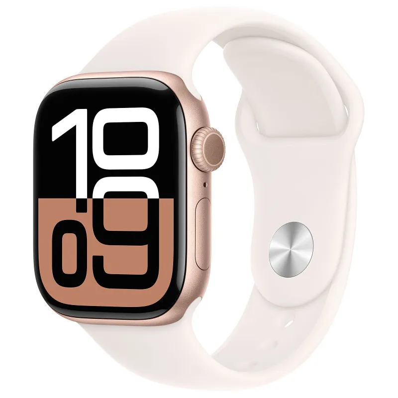 Apple Watch Series 10 GPS 42 mm / Aluminium / Rose Gold / Avec Bracelet Sport Rose Tendre S/M
