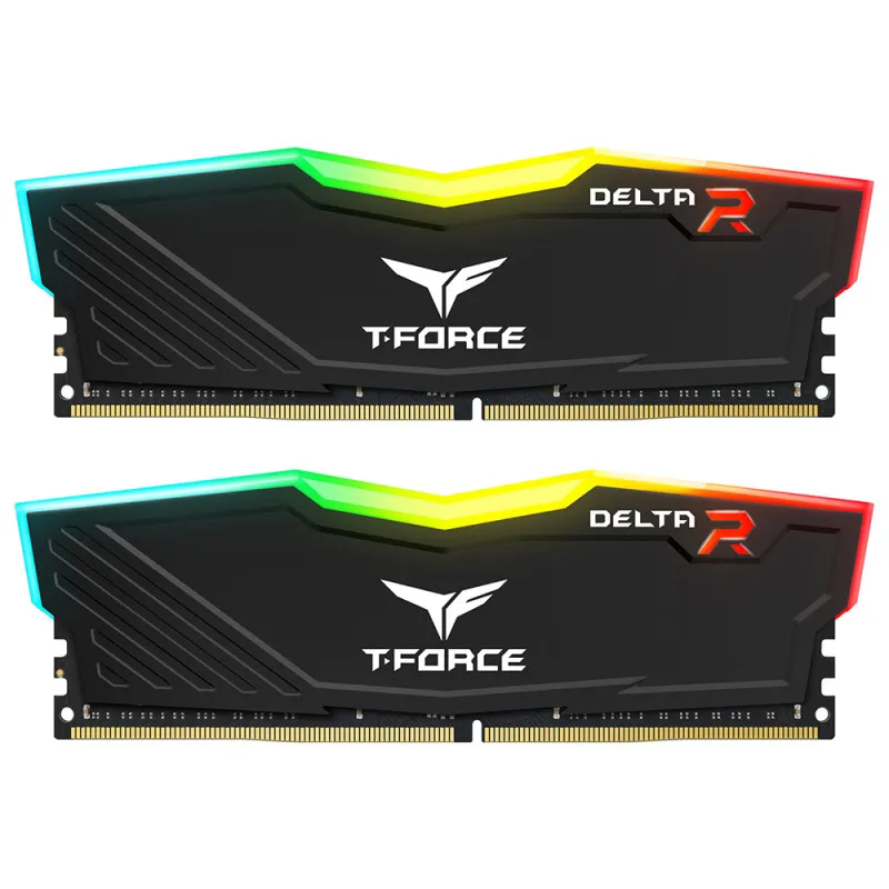 Barettes Mémoire TeamGroup T-FORCE DELTA R BLACK RGB 16 GO ( 2x 8 GO ) / 3200 MHz