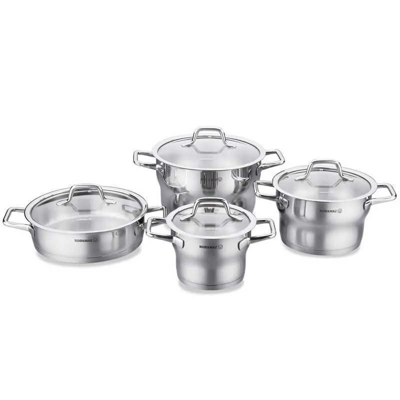 Batterie de cuisine KORKMAZ Estima 8 Pièces / inox / A1957