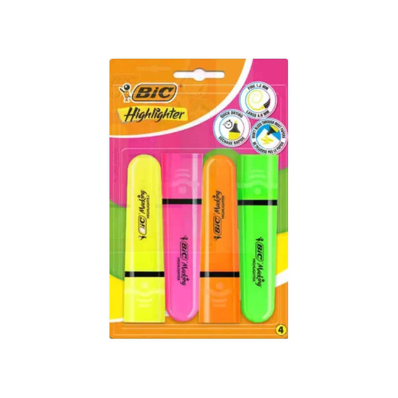 BLISTER DE 4 FLUO FLAT BIC AST NEON