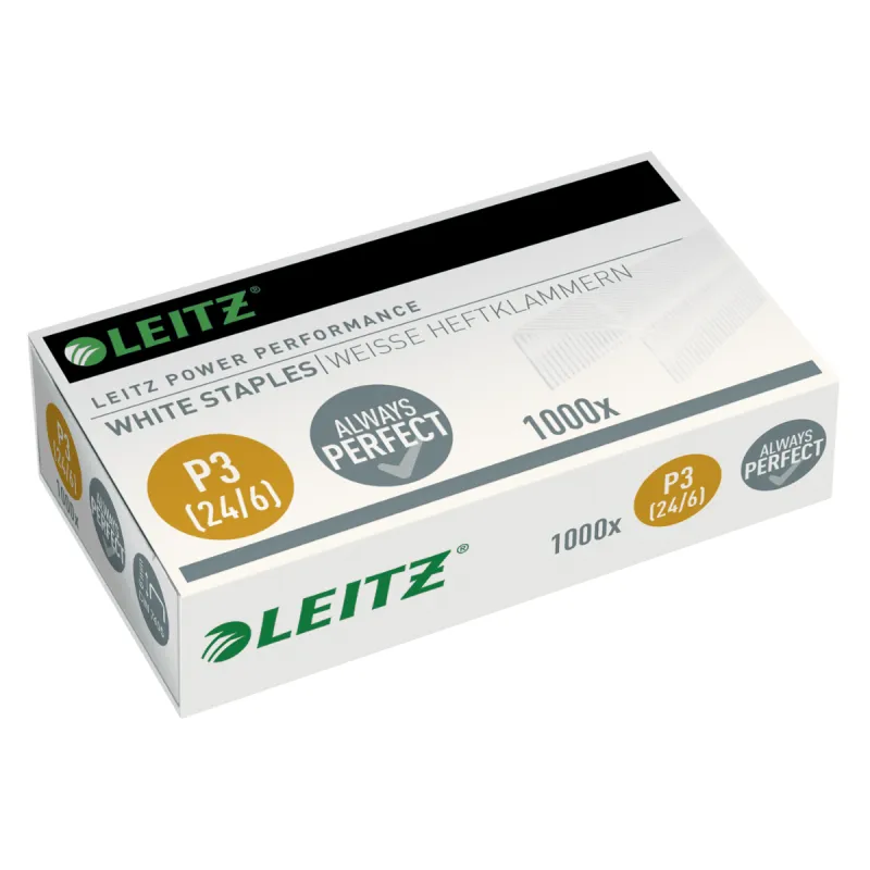 Boîte D'Agrafes Leitz Power Performance P3 24/6 Blanc / 1000 Pièces