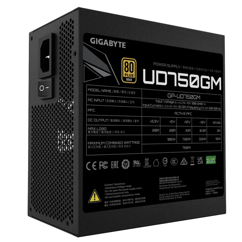 Boîte d'alimentation GIGABYTE /  ATX 80 PLUS Gold / 750 W