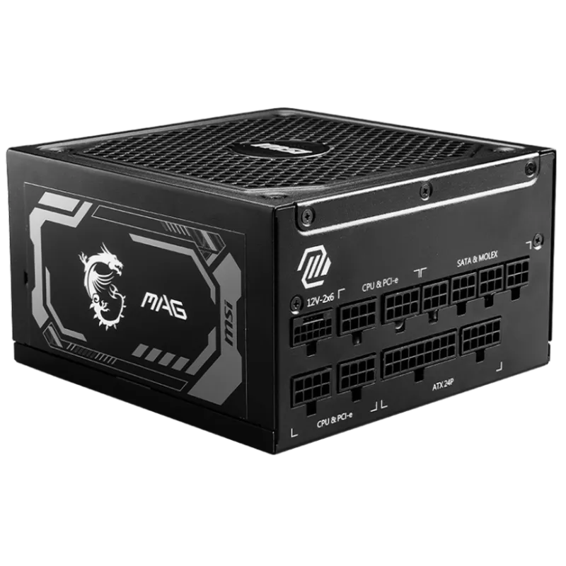 Boîte d'alimentation MSI MAG A1250GL PCIE5 / 80 PLUS Gold / 1250 W / Noir