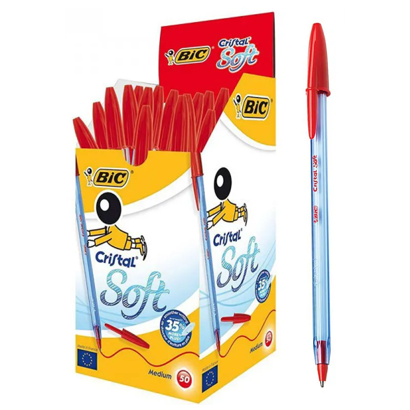 Boite de 50 Stylo Bic Cristal Soft / Rouge