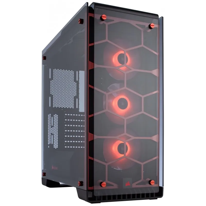Boitier Gamer Corsair Crystal 570X Avec fenêtre et LED RGB Rouge