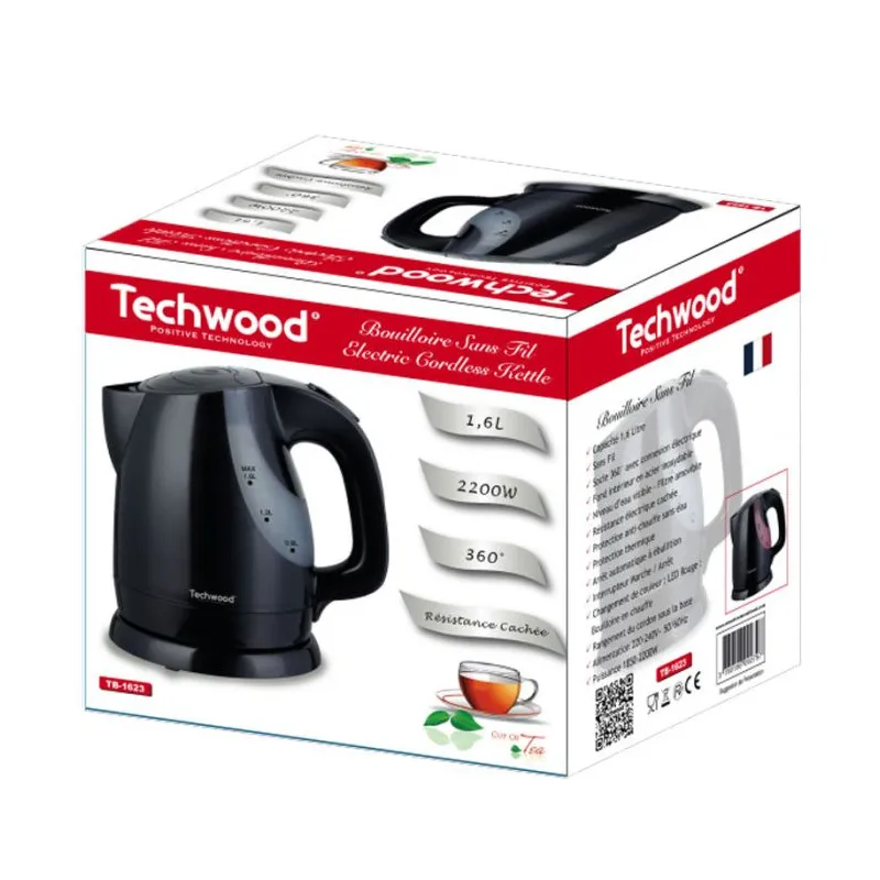 BOUILLOIRE SANS FIL TECHWOOD TB-1623 1.6 L / NOIR
