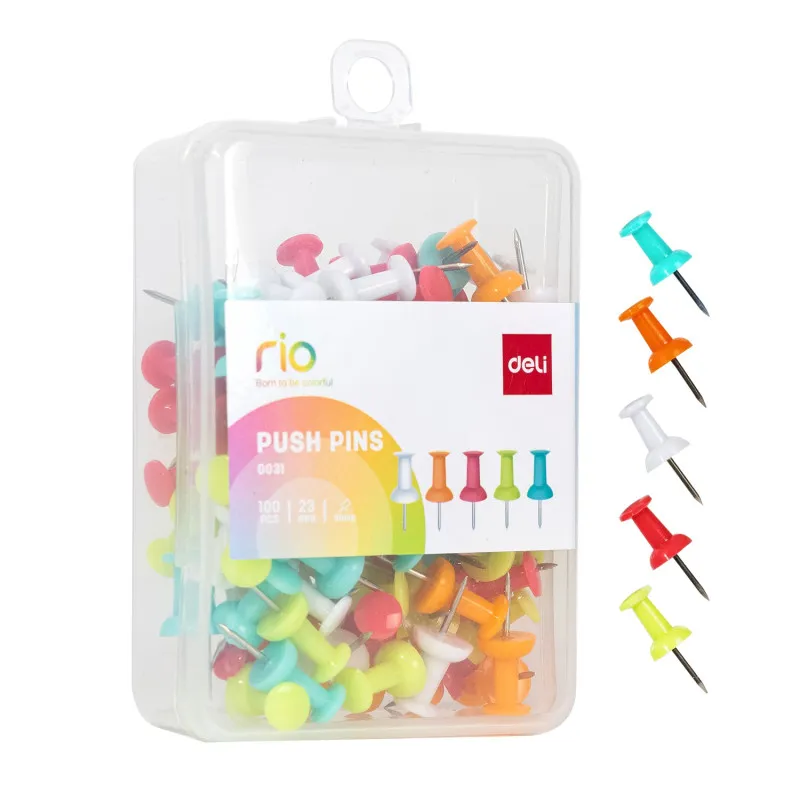 BOX DE 100 EPINGLE TABLEAU LIEGE DELI / 23MM ASSORTIS