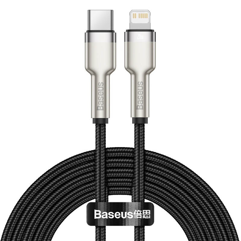 Câble Baseus Cafule Metal PD USB-C - Lightning 2,0 m noir 20W
