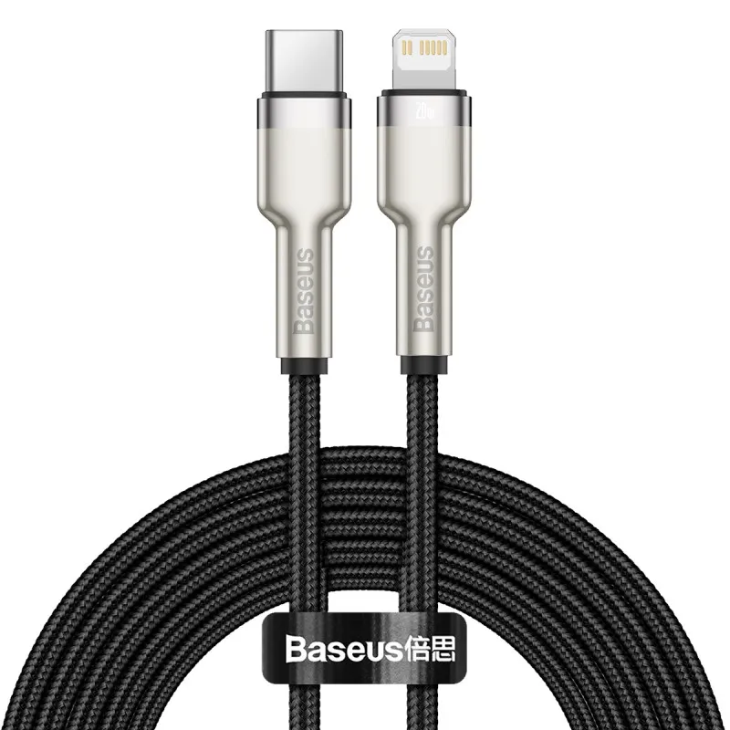 Câble Baseus Cafule Metal PD USB-C - Lightning 2,0 m noir 20W
