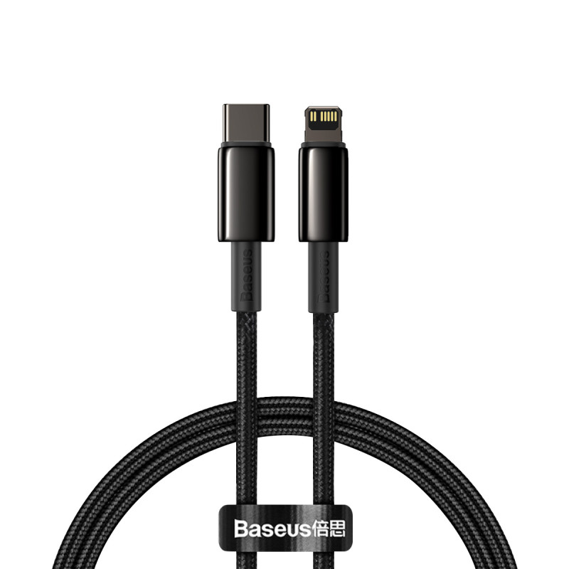 Câble Baseus Tungsten PD USB-C - Lightning 1,0 m noir 20W