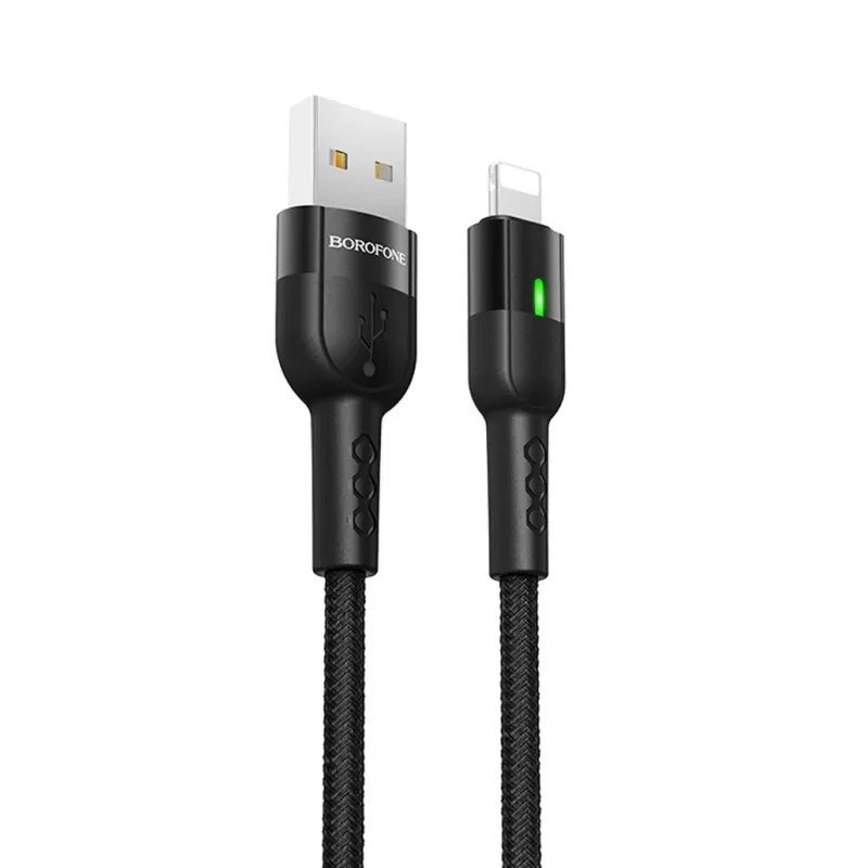 CABLE CHARGEUR CABLE BU17 SMART POWER OFF POUR APPLE 2.4A BLACK BOROFONE