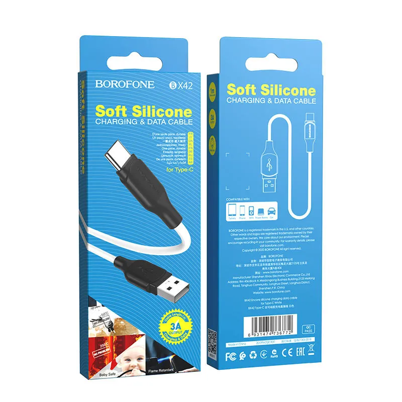 Câble Chargeur USB vers Type C BOROFONE BX42 / 2.4A / Blanc