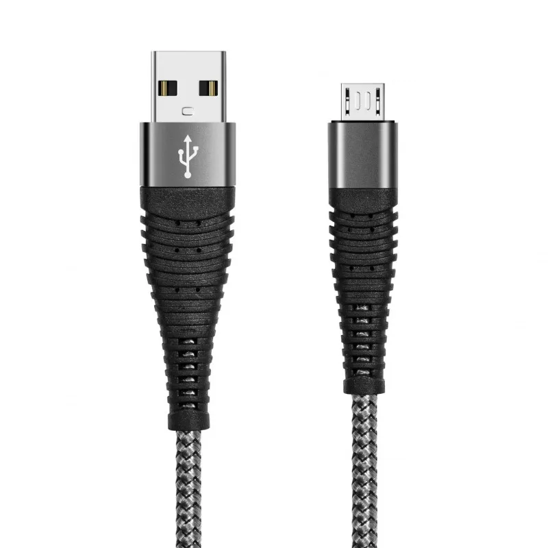 CABLE DE CHARGE NYLON FAST 3A /1M MICRO USB NOIR