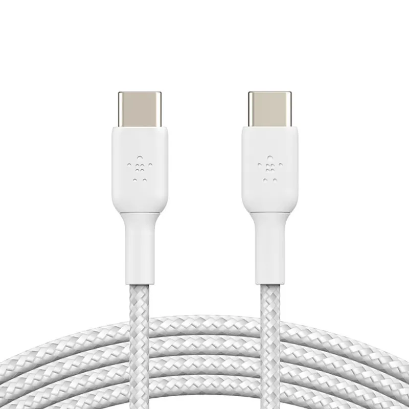 Câble Tressé BELKIN USB-C vers USB-C / 1m / Blanc