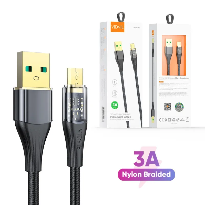CÂBLE VIDVIE CB4017 MICRO USB 1,2M / 30W / NOIR