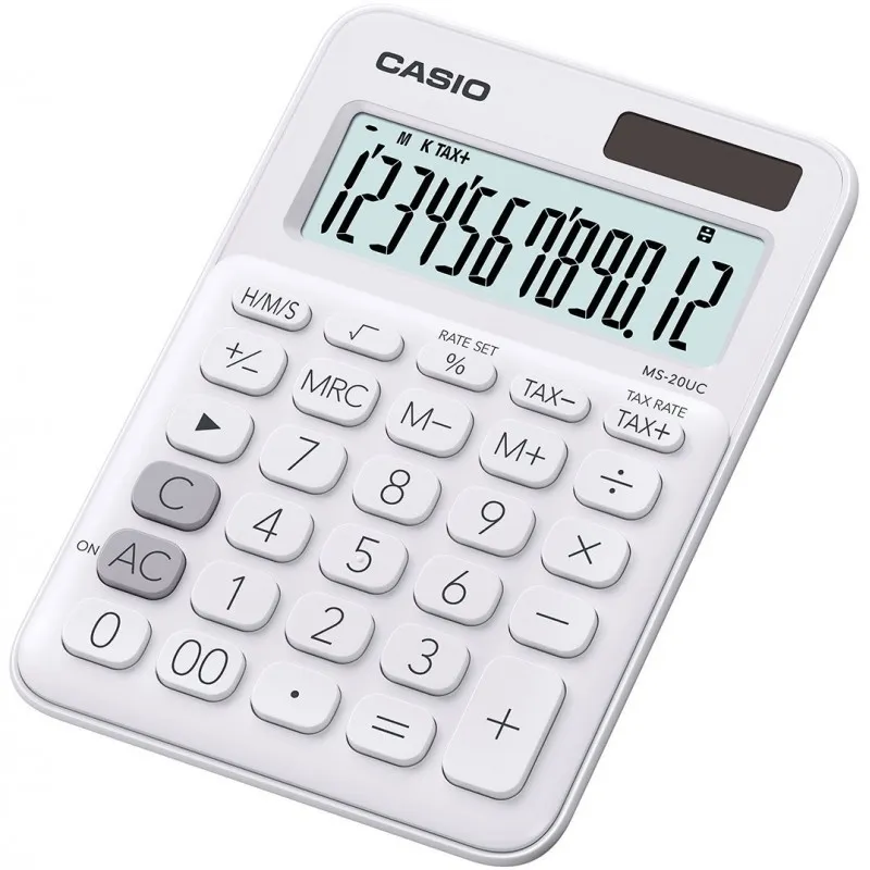 Calculatrice de bureau 12 chiffres Casio MS-20UC-WE / Blanc