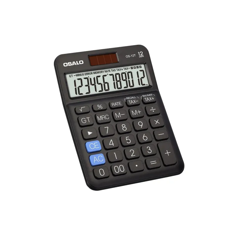 Calculatrice de bureau Osalo à énergie Solaire OS-12T / Noir