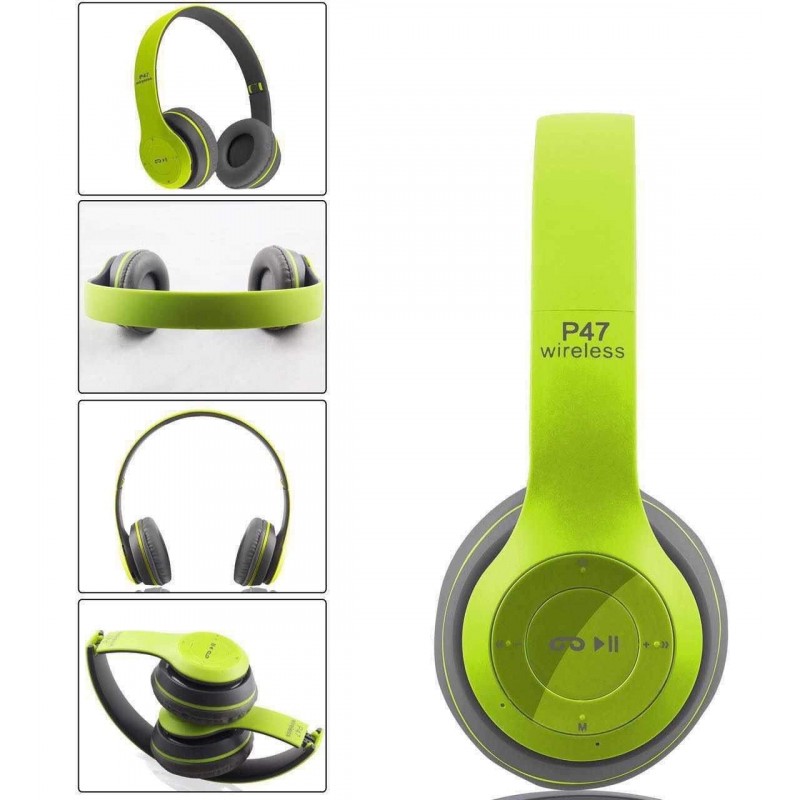 Casque-Micro Bluetooth P47 / Vert & Gris