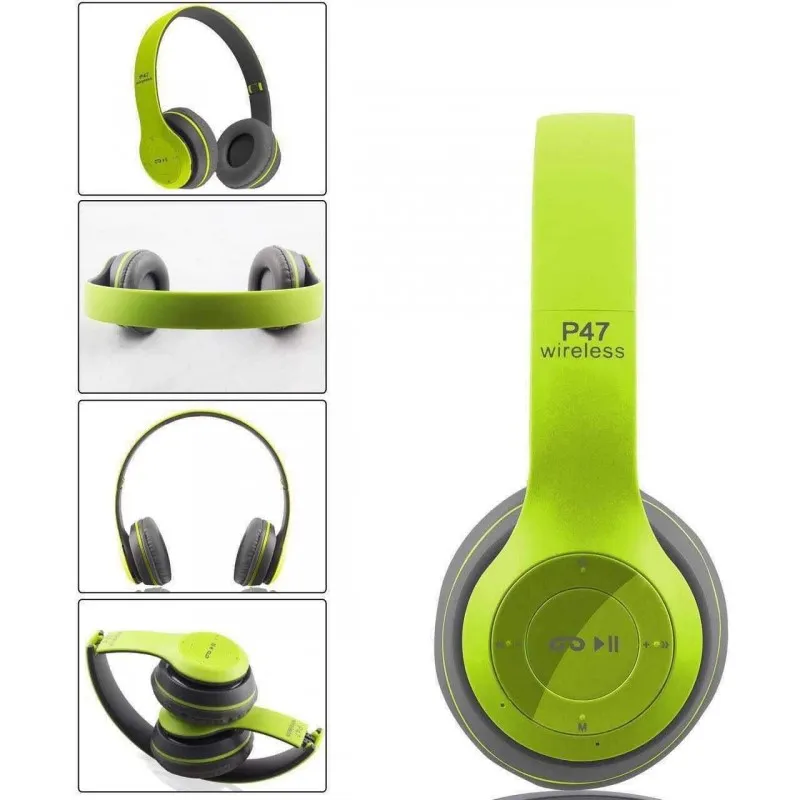 Casque-Micro Bluetooth P47 / Vert & Gris