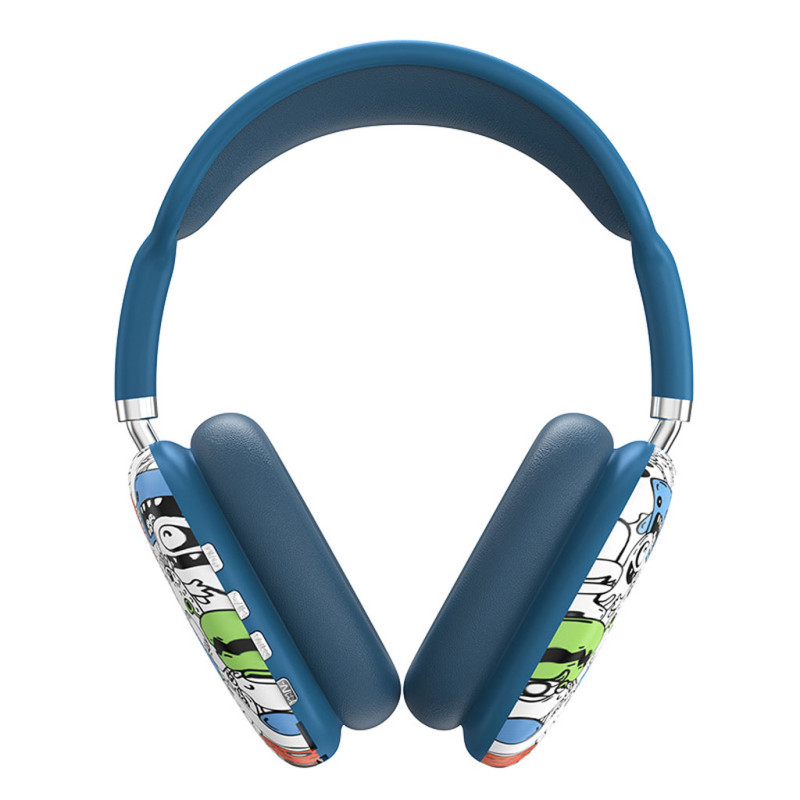 Casque sans fil P9 bleutooth - GRAFFITI  - BLEU