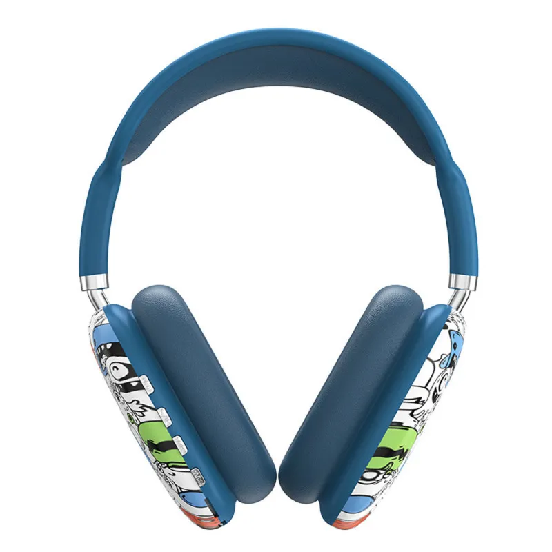Casque sans fil P9 bleutooth - GRAFFITI  - BLEU