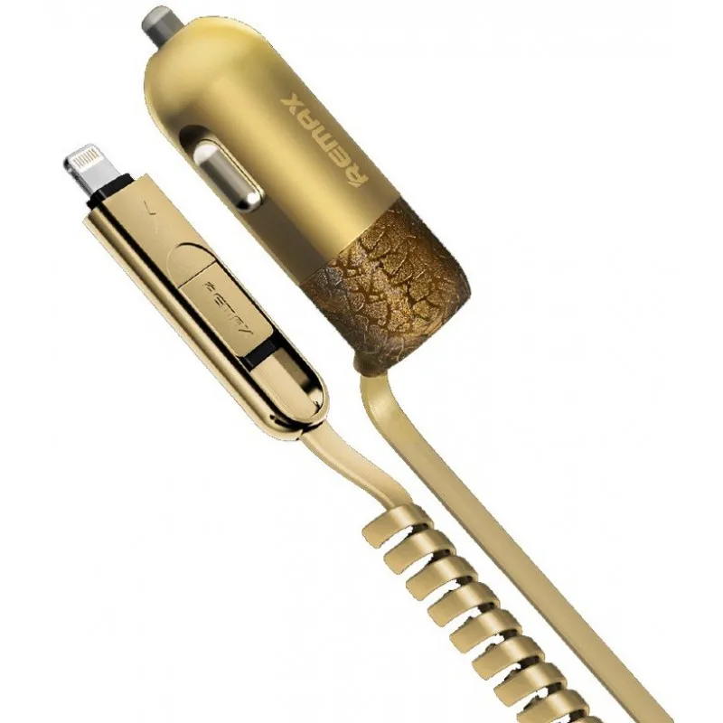 Chargeur Allume Cigare avec Cable 2en1 Remax Finchy RCC103 / Gold