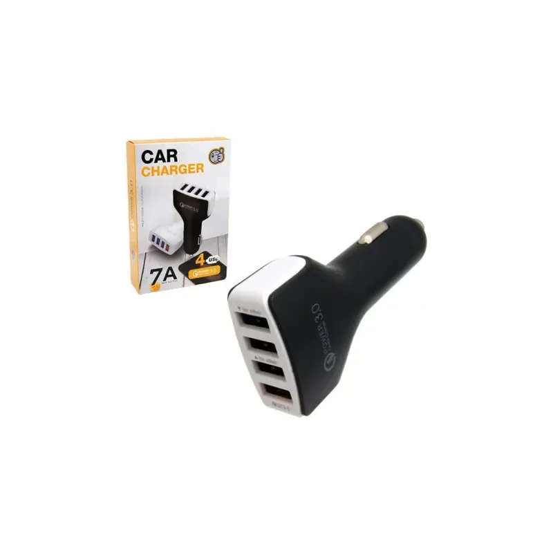 Chargeur Allume-cigare de voiture 48 W / 4X USB / 7A / Noir