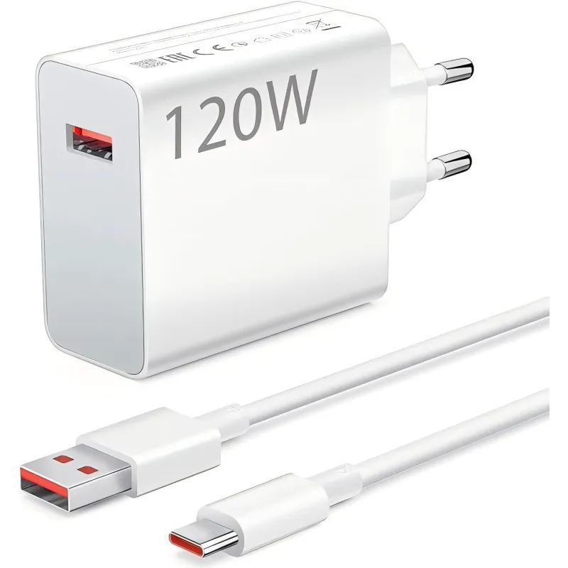 CHARGEUR AVEC CABLE USB TO TYPE C  -  120W  - WHITE