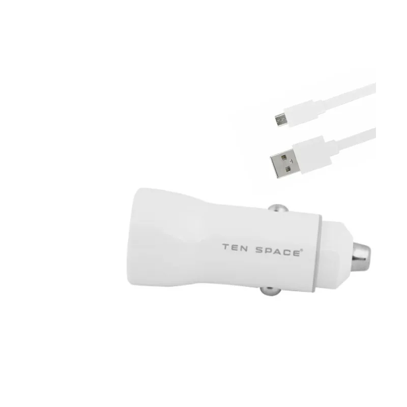 Chargeur de voiture FAST CHARGE USB A-CABLE MICRO USB / Blanc