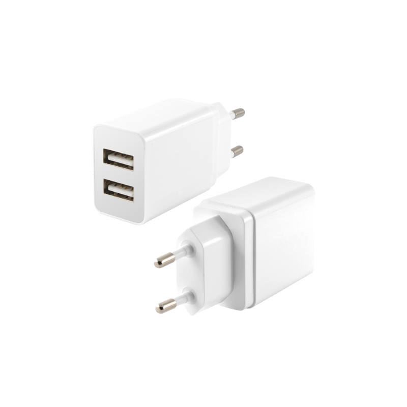 Chargeur Mural KSix 2 Ports USB / 2.4A / Blanc