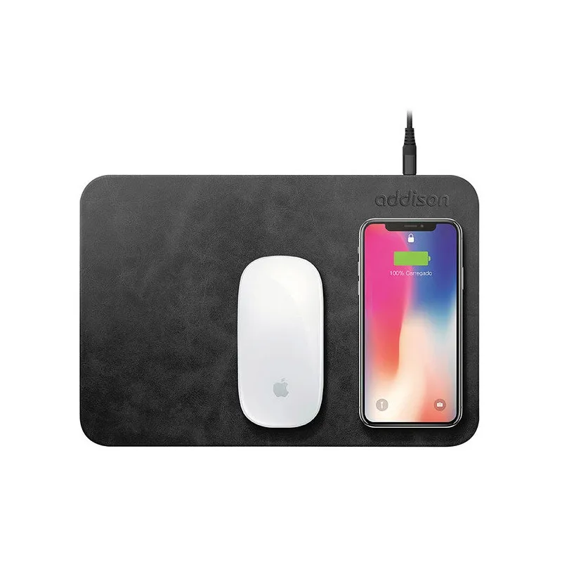 Chargeur sans Fil Addison WMP-15 + Tapis de souris / Noir