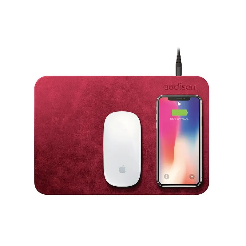 Chargeur sans Fil Addison WMP-15 + Tapis de souris / Rouge