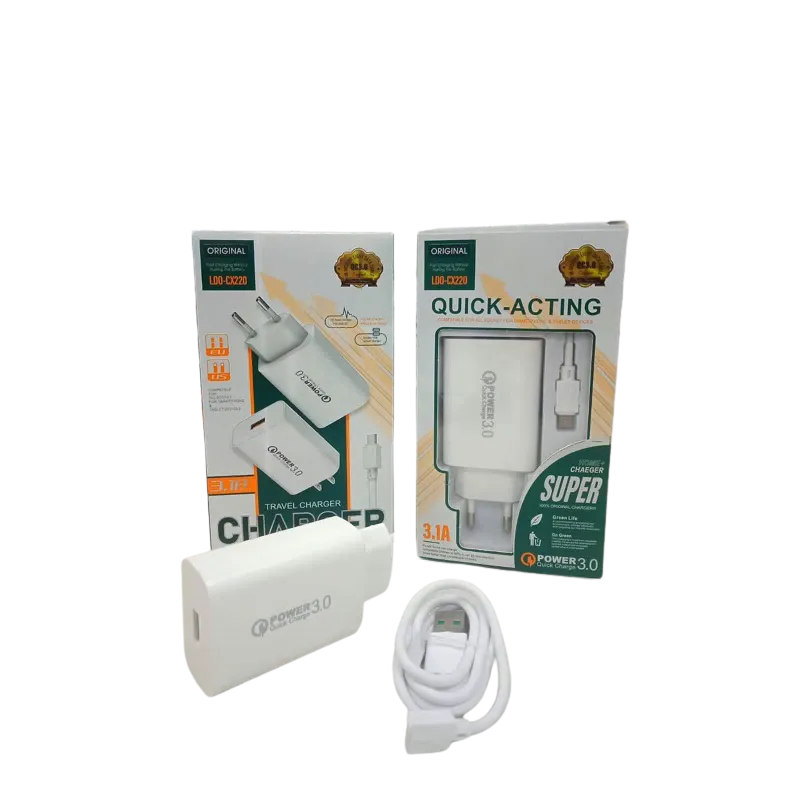 Chargeur secteur  3.1A  + CABLE TYPE C