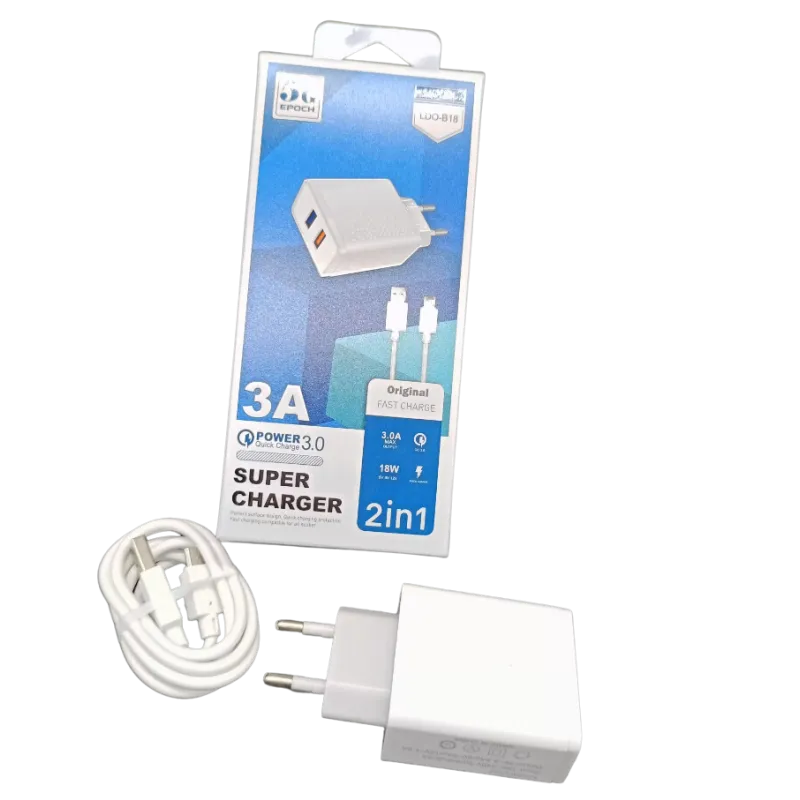 Chargeur secteur avec cable Lightning / 18W / 2 PORTS