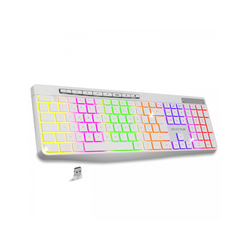 CLAVIER ADVANCE R-TYPE SANS FIL RGB RECHARGEABLE Blanc