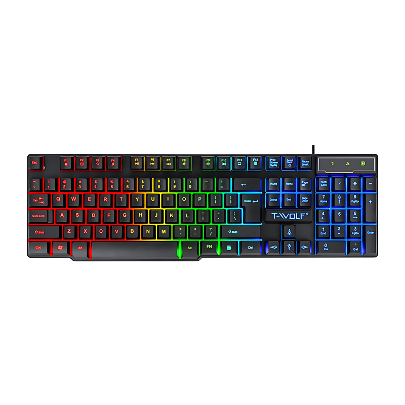 Clavier Gamer Filaire SEMI MECANIQUE T-WOLF T20 AZERTY RGB - Noir