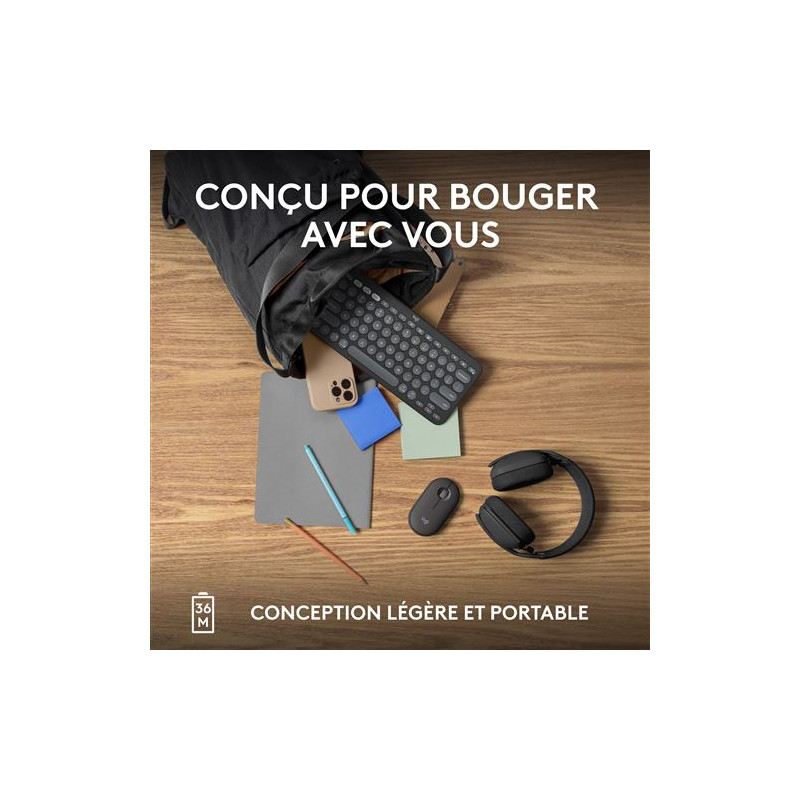 Clavier sans fil Logitech Wireless Pebble Keys 2 K380s  / Easy-Switch/ Graphite